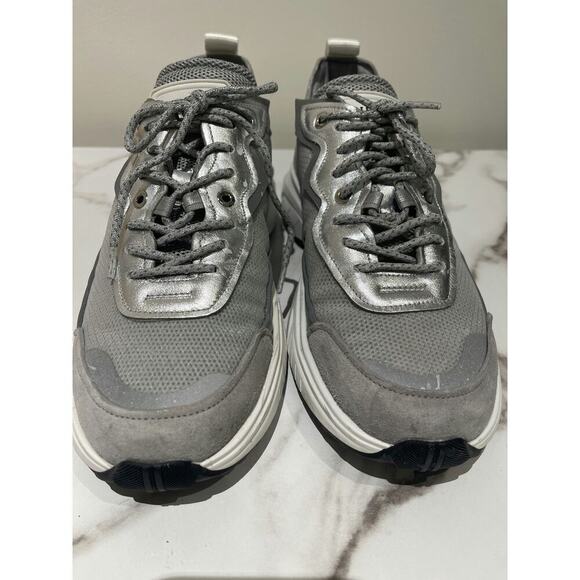 Valentino Garavani - Suede, Leather and Mesh Sneakers - Gray  Valentino Garavani Silver and Grey Mesh and Suede Sneakers
